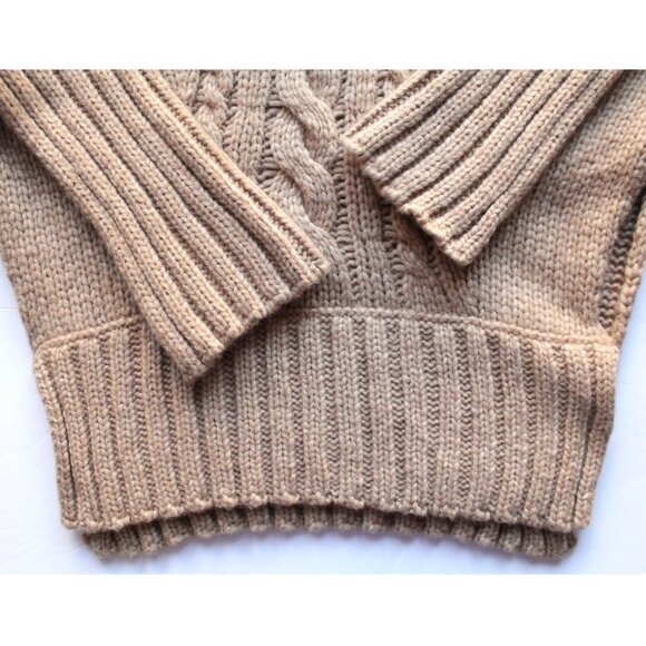 Smythe Turtleneck Blanket Sweater / Medium / Camel Oversized Chunky Knit Long - Picture 8 of 11
